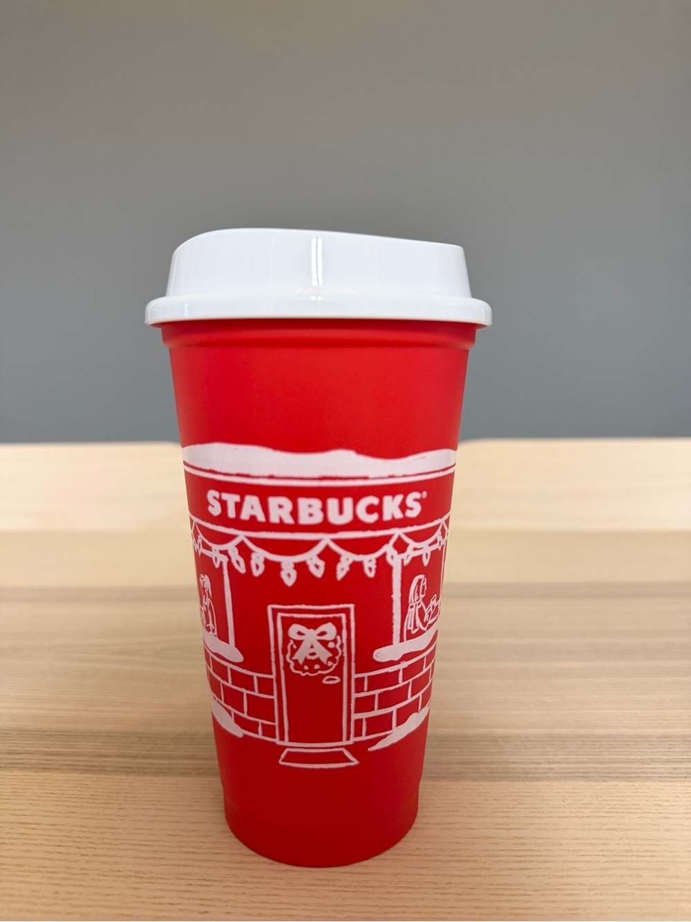 This is a 2025 limited-edition reusable red cup from Starbucks.
